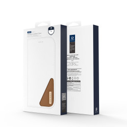 „Dux Ducis Hivo“ iPhone 16e dėklas su atverčiamu dangteliu ir RFID apsauga – rudas