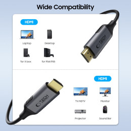 „Tech-Protect UltraBoost“ HDMI į HDMI 2.1 kabelis, 4K 120Hz / 8K 60Hz, 2 m, juodas