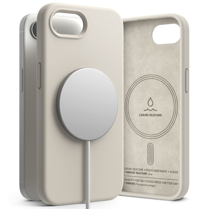 „Ringke“ silikoninis „Magsafe iPhone 16e“ dėklas – smėlio spalvos