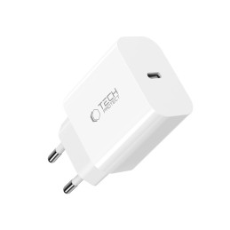 „Tech-Protect NC20W PD20W“ USB-C sieninis įkroviklis su USB-C laidu – baltas