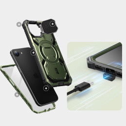 „IBLSN Armorbox Mag MagSafe“ dėklas, skirtas „iPhone 16e“ – alyvuogių spalvos
