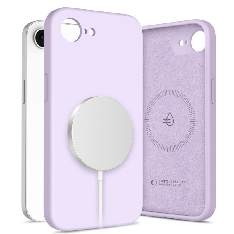 „Tech-Protect“ skysto silikono „MagSafe iPhone 16e“ dėklas – violetinis