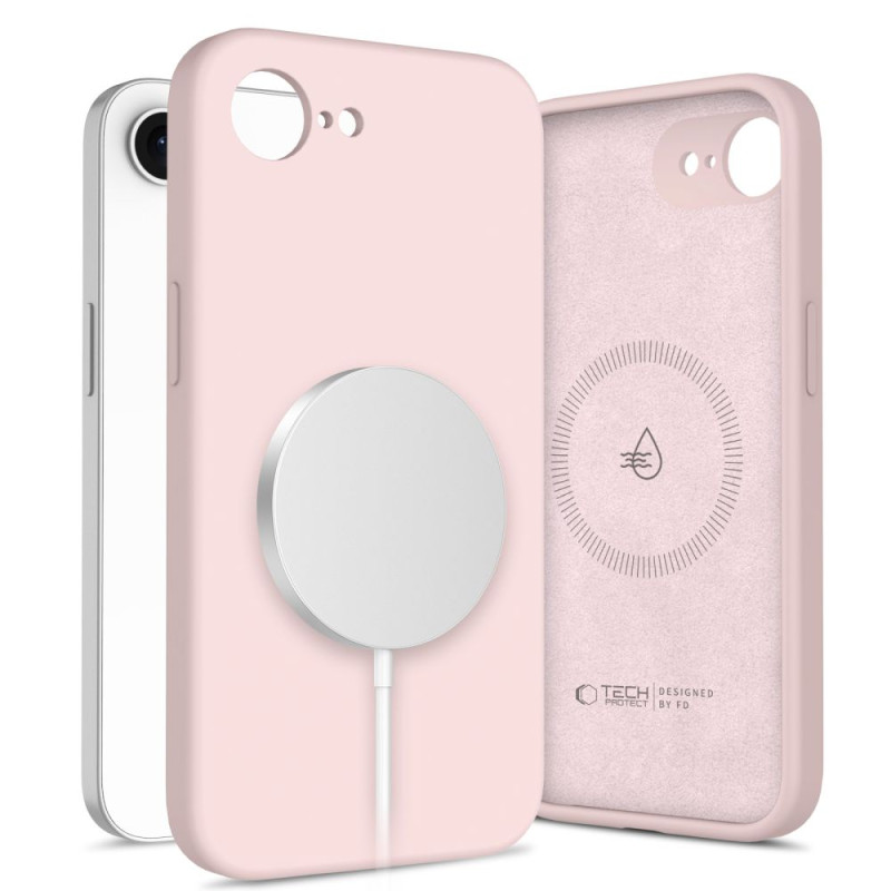 „Tech-Protect“ skysto silikono „MagSafe iPhone 16e“ dėklas – rožinis