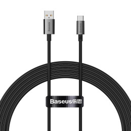 „Baseus Superior“ serijos USB-A / USB-C 100W laidas, skirtas „Huawei“ / „Honor“, 1,5 m - juodas