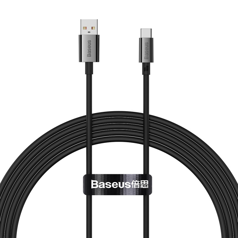 „Baseus Superior“ serijos USB-A / USB-C 100W laidas, skirtas „Huawei“ / „Honor“, 1,5 m - juodas