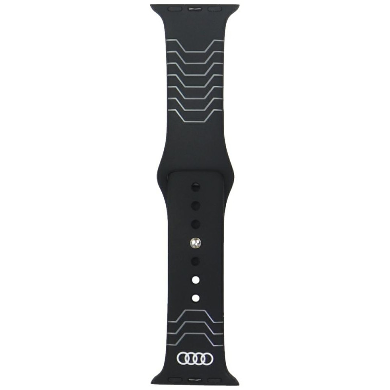 „Audi“ geometrinio rašto silikoninis laikrodžio dirželis, skirtas „Apple Watch 40 / 41 / 42 mm“ – juodas