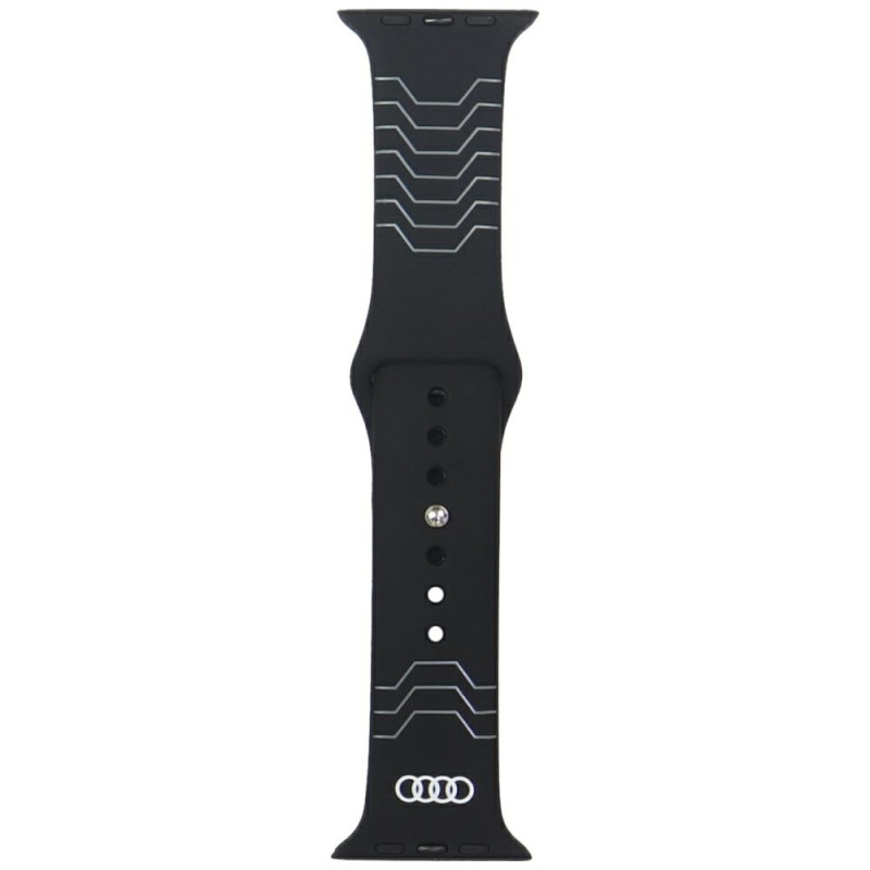 „Audi“ geometrinio rašto silikoninis laikrodžio dirželis, skirtas „Apple Watch 44 / 45 / 46 / 49 mm“ – juodas