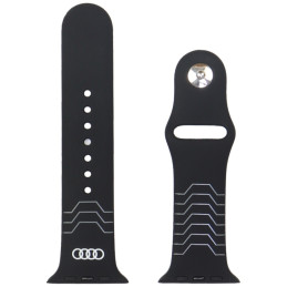 „Audi“ geometrinio rašto silikoninis laikrodžio dirželis, skirtas „Apple Watch 44 / 45 / 46 / 49 mm“ – juodas