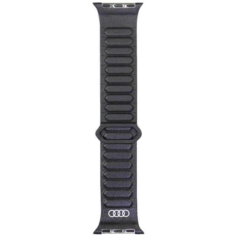 „Audi“ logotipo natūralios odos magnetinis žiedinis dirželis „Apple Watch 40 / 41 / 42 mm“ – juodas