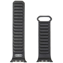 „Audi“ logotipo natūralios odos magnetinis žiedinis dirželis „Apple Watch 40 / 41 / 42 mm“ – juodas