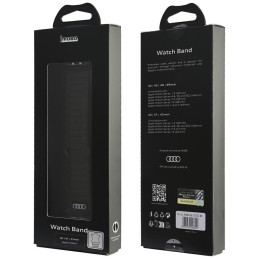 „Audi“ logotipo natūralios odos magnetinis žiedinis dirželis „Apple Watch 40 / 41 / 42 mm“ – juodas