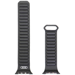 „Audi“ logotipo natūralios odos magnetinis žiedinis dirželis „Apple Watch 44 / 45 / 46 / 49 mm“ – juodas