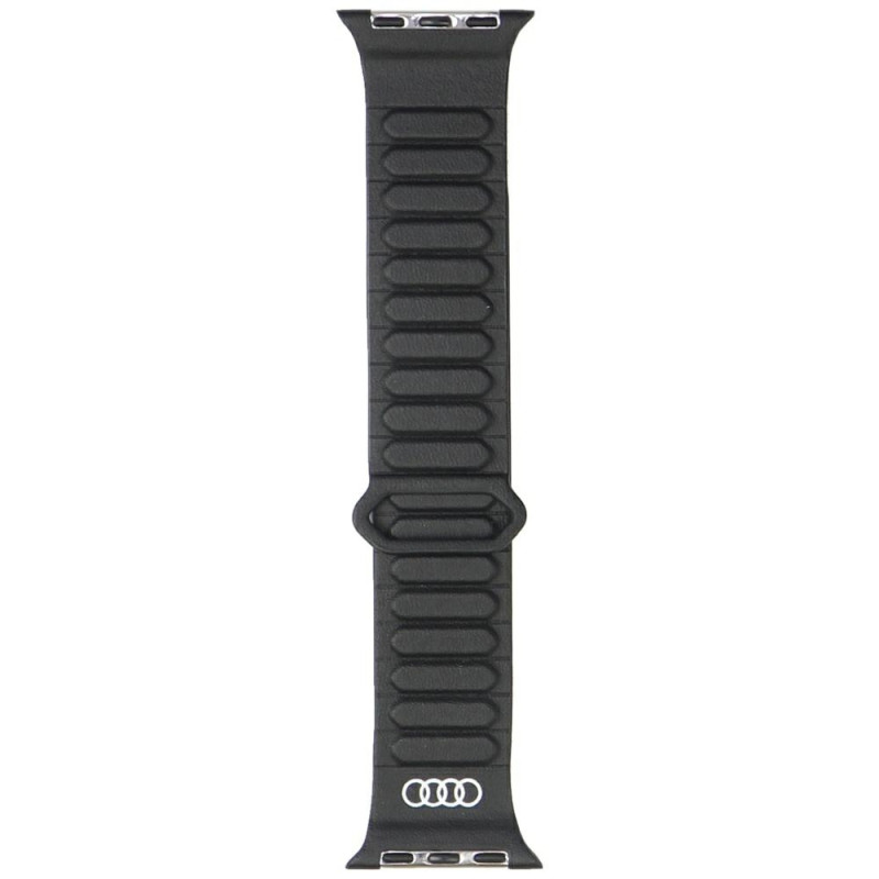 „Audi“ logotipo sintetinės odos magnetinis žiedinis dirželis „Apple Watch 40/ 41/ 42 mm“ – juodas