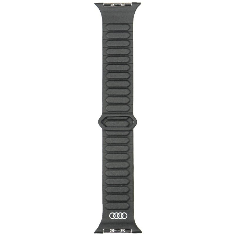 „Audi“ logotipo sintetinės odos magnetinis žiedinis dirželis „Apple Watch“ laikrodžiui (44/ 45/ 46/ 49 mm) – juodas