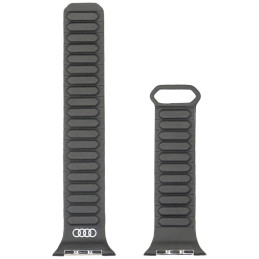 „Audi“ logotipo sintetinės odos magnetinis žiedinis dirželis „Apple Watch“ laikrodžiui (44/ 45/ 46/ 49 mm) – juodas