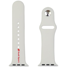 „Audi Sport“ raudonas logotipo silikoninis laikrodžio dirželis, skirtas „Apple Watch 40 / 41 / 42 mm“ – baltas