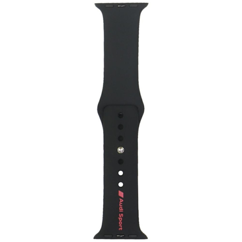 „Audi Sport“ raudonas logotipo silikoninis laikrodžio dirželis, skirtas „Apple Watch 40 / 41 / 42 mm“ – juodas