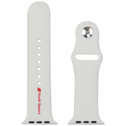 „Audi Sport“ raudonas logotipo silikoninis laikrodžio dirželis, skirtas „Apple Watch 44 / 45 / 46 / 49 mm“ – baltas