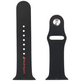 „Audi Sport“ raudonas logotipo silikoninis laikrodžio dirželis, skirtas „Apple Watch 44 / 45 / 46 / 49 mm“ – juodas