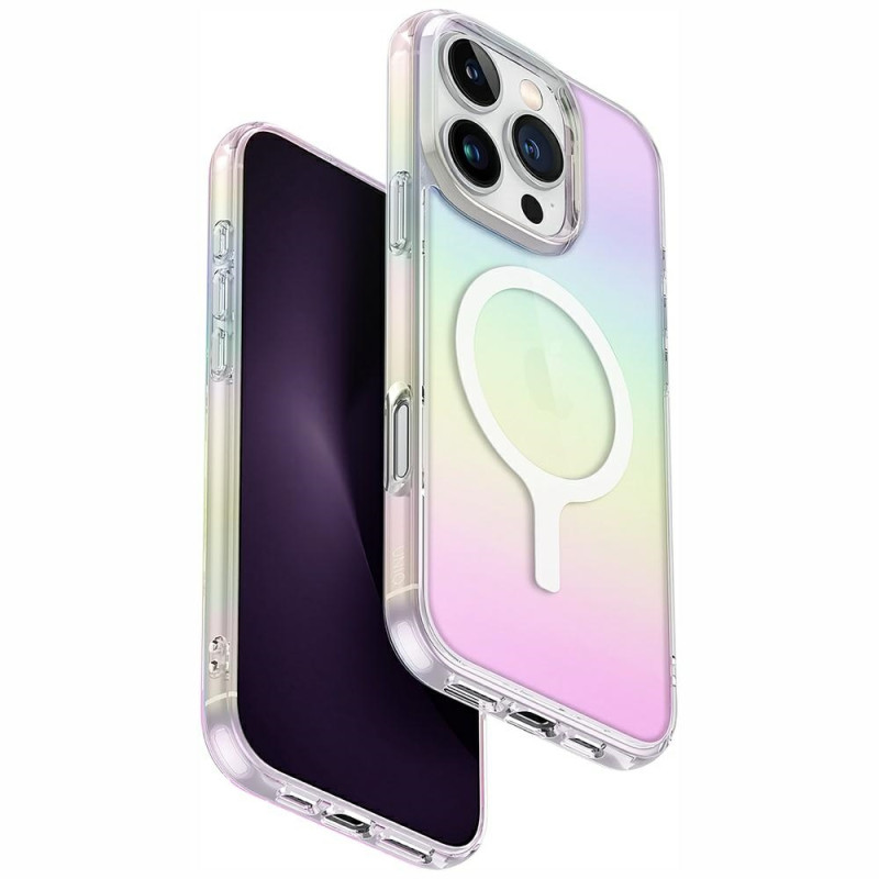 UNIQ Iridescia Magclick įkrovimo dėklas, skirtas iPhone 16 Pro – daugiaspalvis