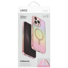 UNIQ Iridescia Magclick įkrovimo dėklas, skirtas iPhone 16 Pro Max – rožinis
