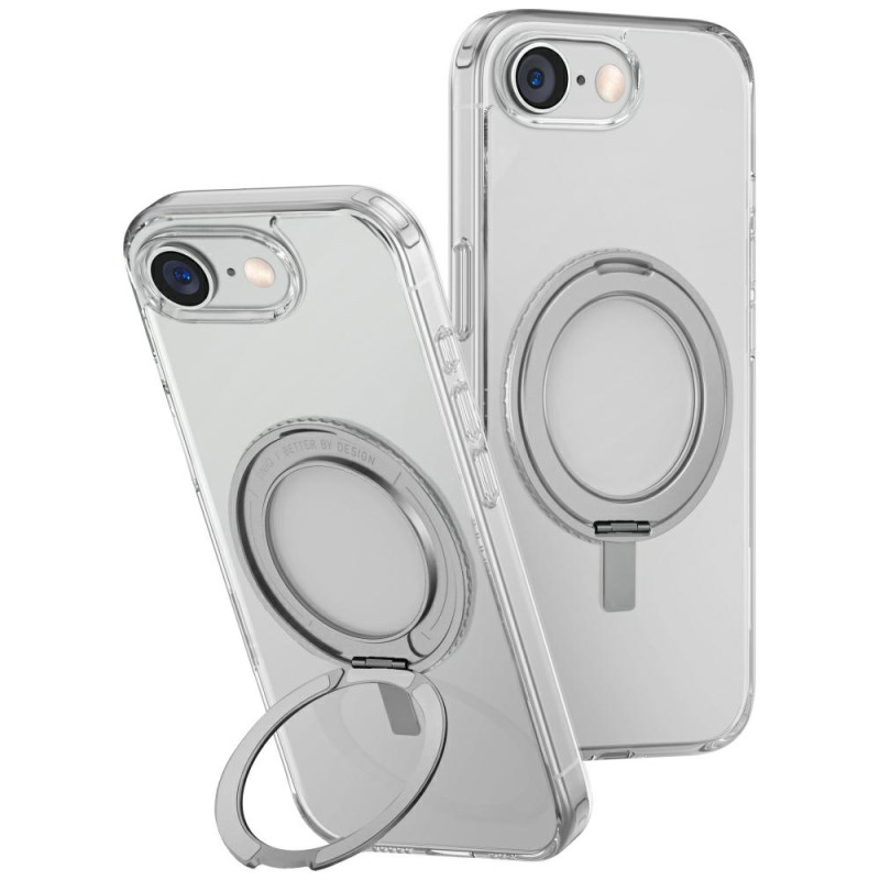 UNIQ „Swivix 360“ besisukantis dėklas su atrama, skirtas „iPhone 16e“ – skaidrus