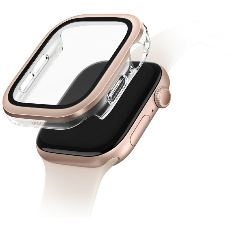 UNIQ Voute grūdinto stiklo dėklas Apple Watch 10 46 mm laikrodžiui – rožinio aukso spalvos