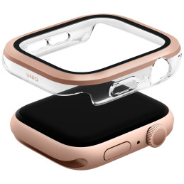 UNIQ Voute grūdinto stiklo dėklas Apple Watch 10 46 mm laikrodžiui – rožinio aukso spalvos