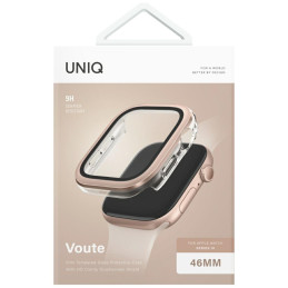 UNIQ Voute grūdinto stiklo dėklas Apple Watch 10 46 mm laikrodžiui – rožinio aukso spalvos