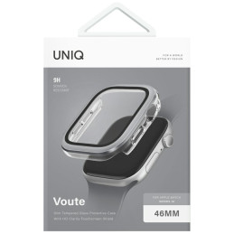 UNIQ „Voute“ grūdinto stiklo dėklas, skirtas „Apple Watch 10“ (46 mm) – sidabrinis