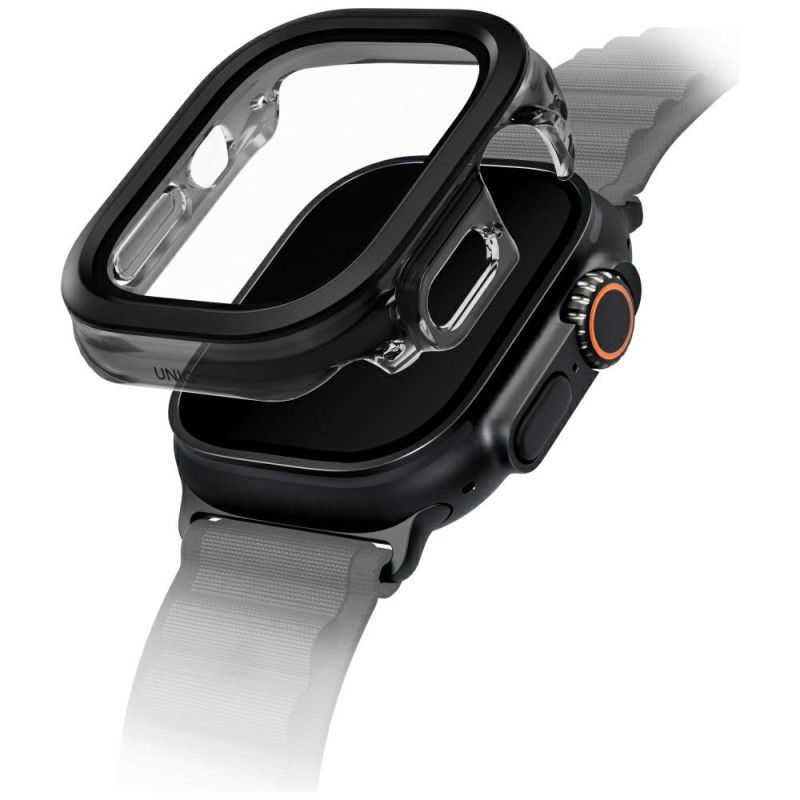 UNIQ Voute grūdinto stiklo dėklas Apple Watch Ultra 49 mm laikrodžiui – juodas