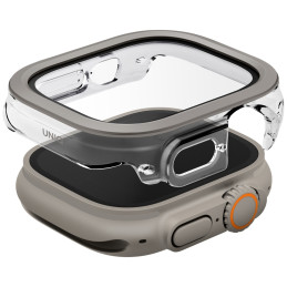 UNIQ „Voute“ grūdinto stiklo dėklas, skirtas „Apple Watch Ultra“ 49 mm - sidabrinis