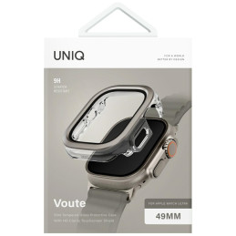 UNIQ „Voute“ grūdinto stiklo dėklas, skirtas „Apple Watch Ultra“ 49 mm - sidabrinis