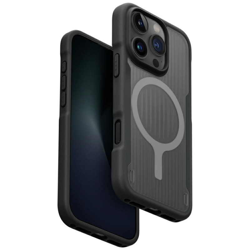 „UNIQ Combat Active Magclick“ įkrovimo dėklas, skirtas „iPhone 16 Pro“ – juodas