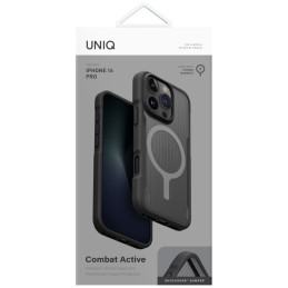 „UNIQ Combat Active Magclick“ įkrovimo dėklas, skirtas „iPhone 16 Pro“ – juodas