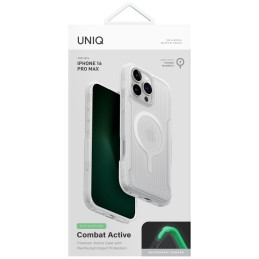 „UNIQ Combat Active Magclick“ įkrovimo dėklas, skirtas „iPhone 16 Pro Max“ – baltas