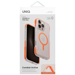 „UNIQ Combat Active Magclick“ įkrovimo dėklas, skirtas „iPhone 16 Pro Max“ – oranžinis