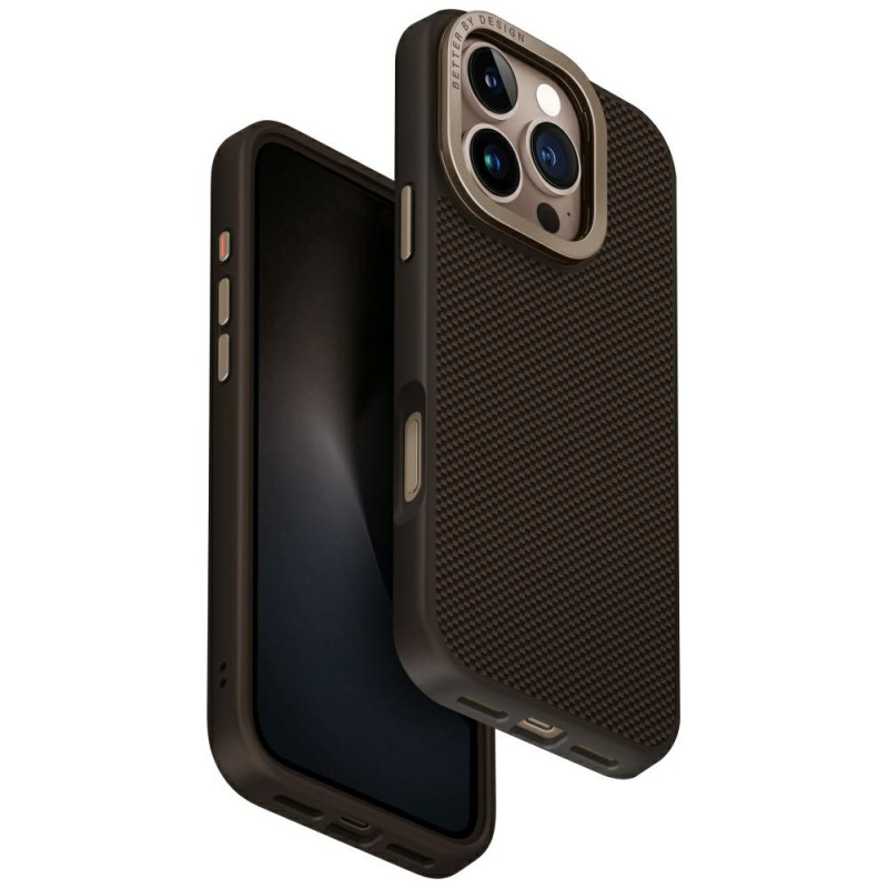 UNIQ Keva Max Magclick įkrovimo kameros stovas iPhone 16 Pro dėklui – rudas