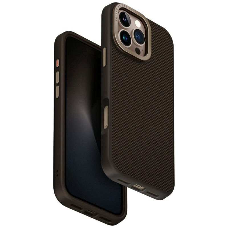 UNIQ Keva Max Magclick įkrovimo kameros stovas dėklas, skirtas iPhone 16 Pro Max – rudas