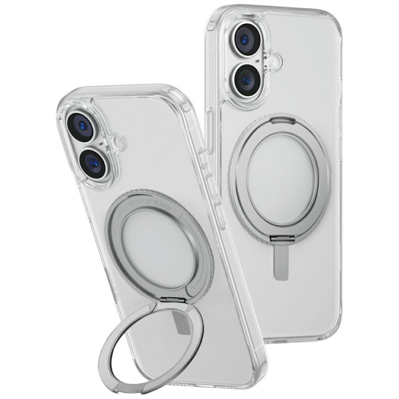 UNIQ Swivix 360° besisukantis dėklas su atrama iPhone 16 telefonui – skaidrus