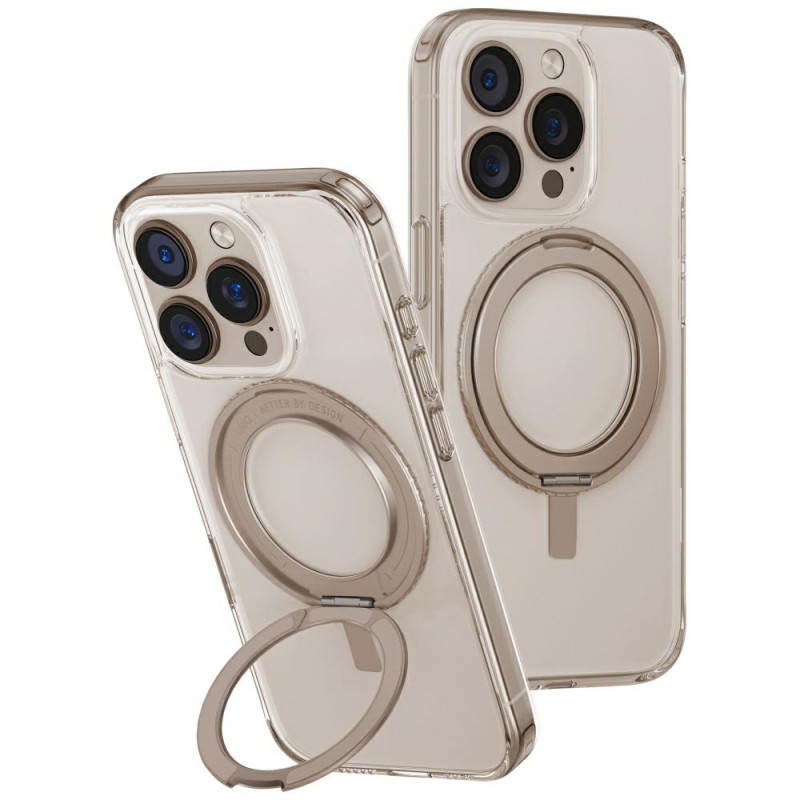 UNIQ Swivix 360° besisukantis iPhone 16 dėklas su atramėle – auksinis
