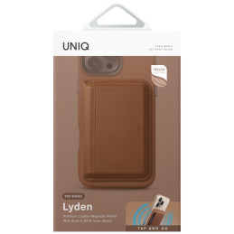 UNIQ Lyden DS RFID magnetinė piniginė su telefono laikikliu – ruda