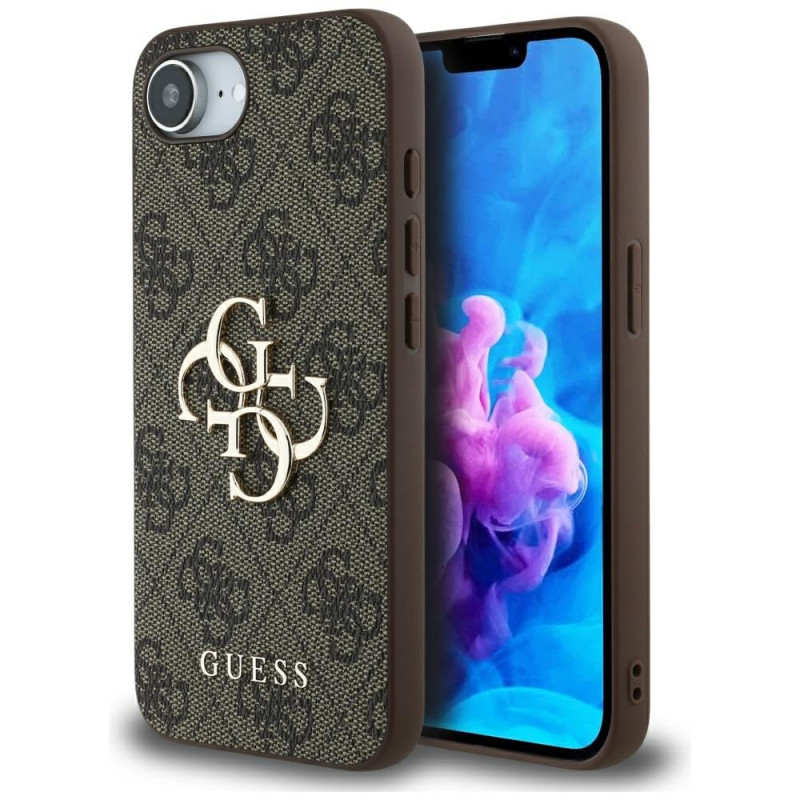„Guess 4G“ telefono dėklas su dideliu logotipu iPhone 16e – rudas