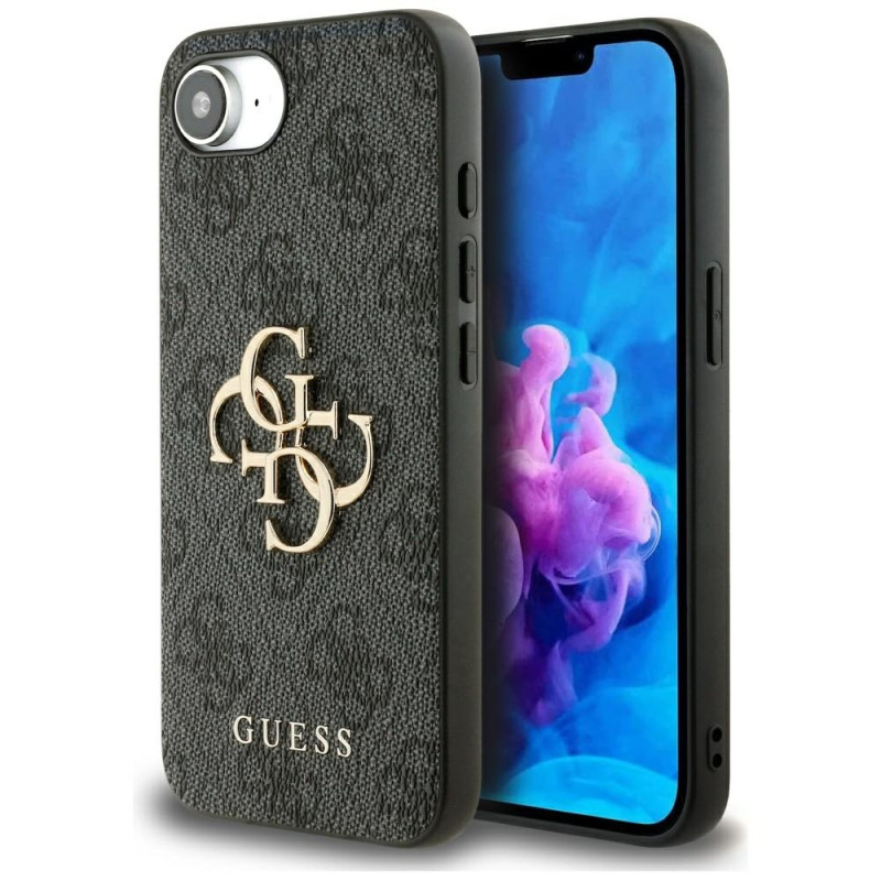 „Guess 4G“ telefono dėklas su dideliu logotipu iPhone 16e – juodas