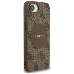 „Guess 4G Circle Classic Logo MagSafe“ dėklas, skirtas iPhone 16e – rudas