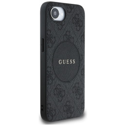 „Guess 4G Circle Classic Logo MagSafe“ dėklas, skirtas iPhone 16e – juodas
