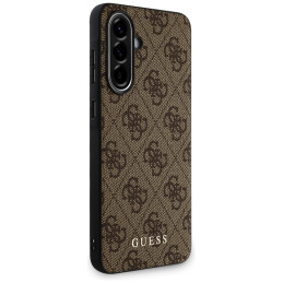 „Guess 4G“ metalinis auksinis logotipo dėklas, skirtas „Samsung Galaxy A36“ - rudas