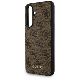 „Guess 4G“ metalinis auksinis logotipo dėklas, skirtas „Samsung Galaxy A36“ - rudas