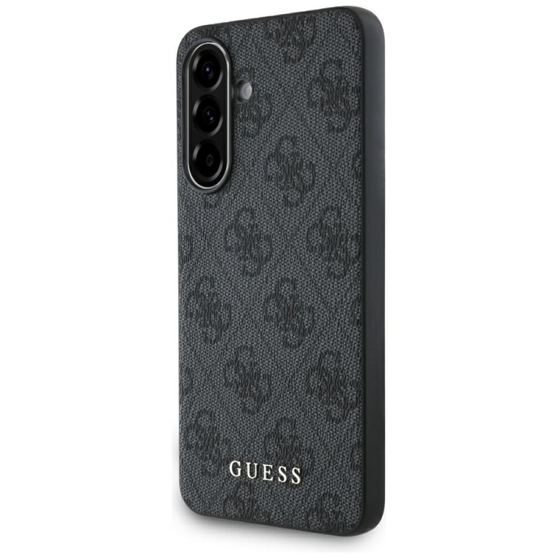 „Guess 4G“ metalinis auksinis logotipo dėklas, skirtas „Samsung Galaxy A36“ - juodas