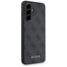 „Guess 4G“ metalinis auksinis logotipo dėklas, skirtas „Samsung Galaxy A36“ - juodas